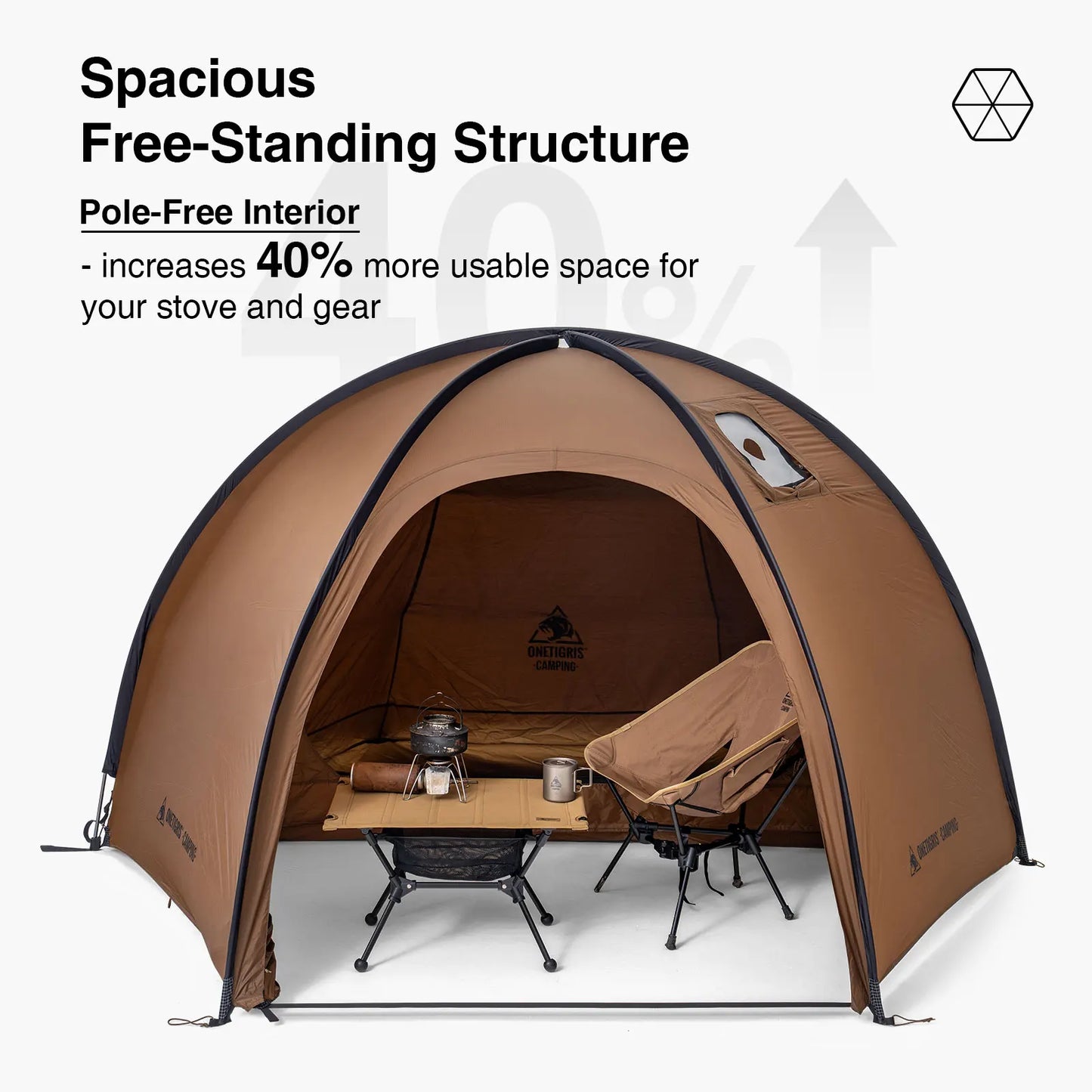 OneTigris Coco Nest Solo Dome Tent with Stove Jack 3000mm Waterproof Camping Hot Tent with Mesh Inner for Bushcraft Glamping