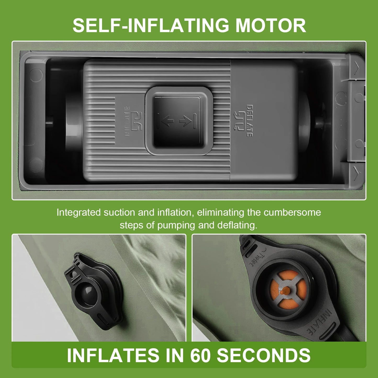 Inflatable Sleeping Mat With Built-In Pump For Camping