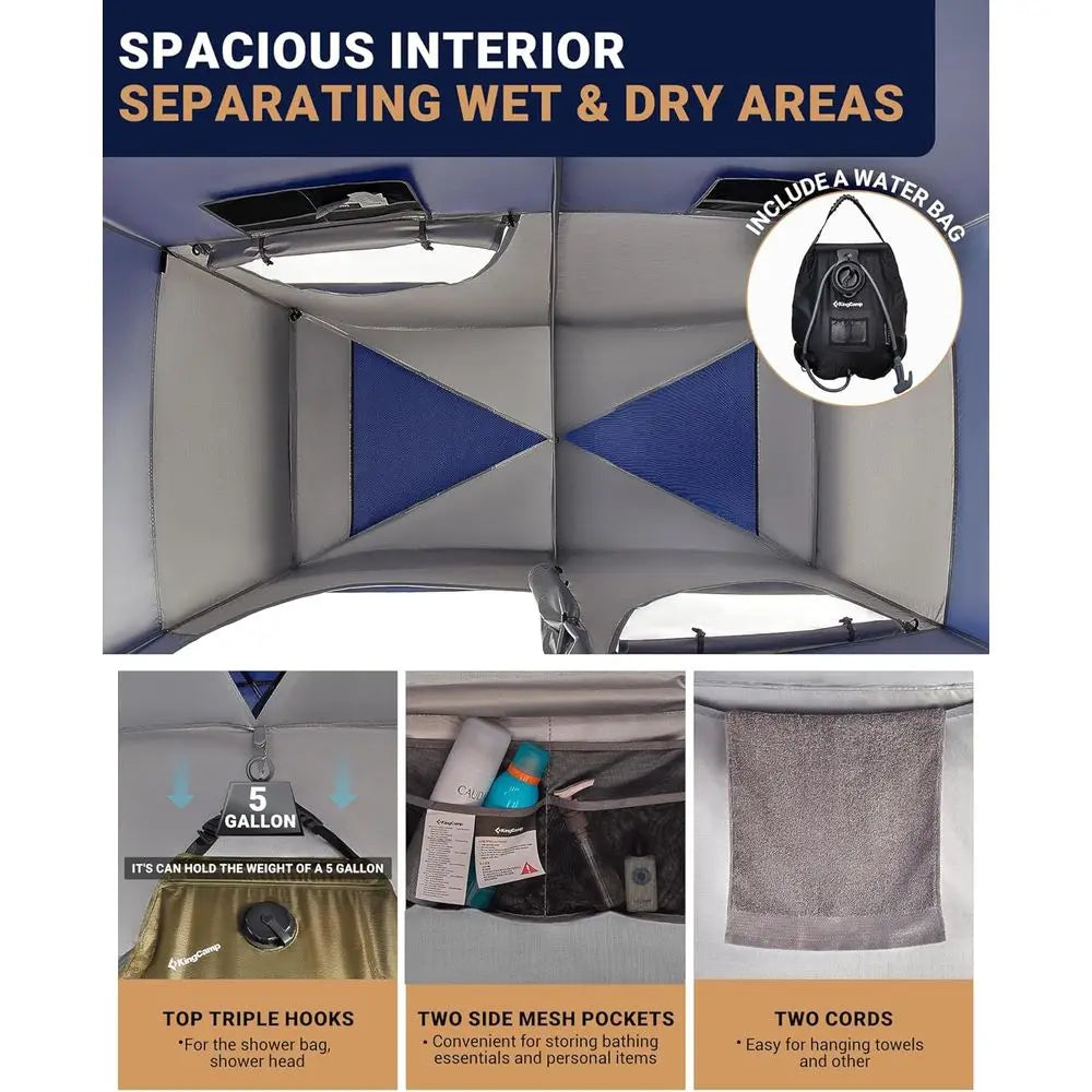 Portable Outdoor Shower Tent - Privacy Toilet & Changing Shelter, Waterproof & Windproof, Easy Setup for Camping, Hiking, Beach