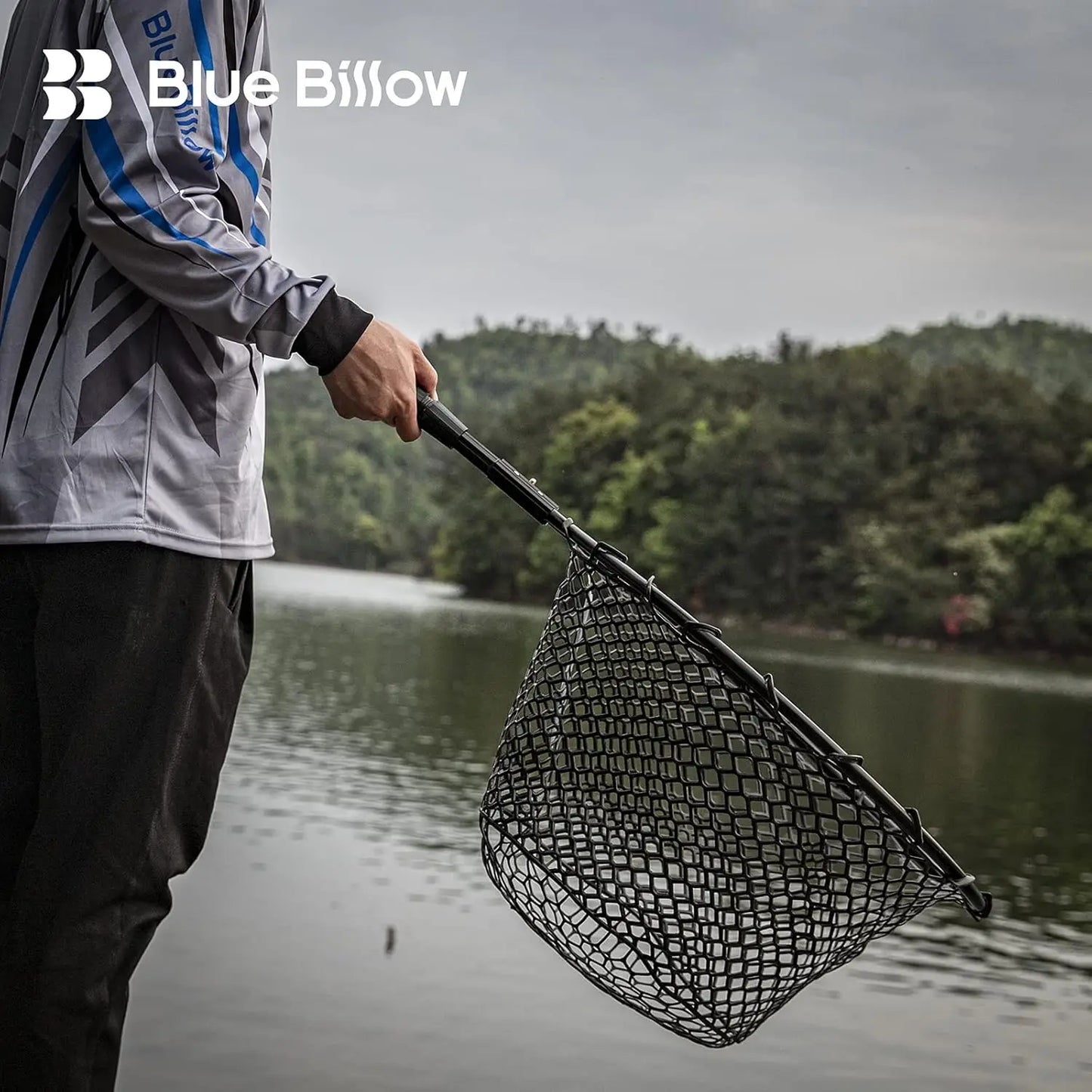 Large Folding Rubber Fishing Net with Aluminum Handle, Extends to 67 Inches for Freshwater and Saltwater Use