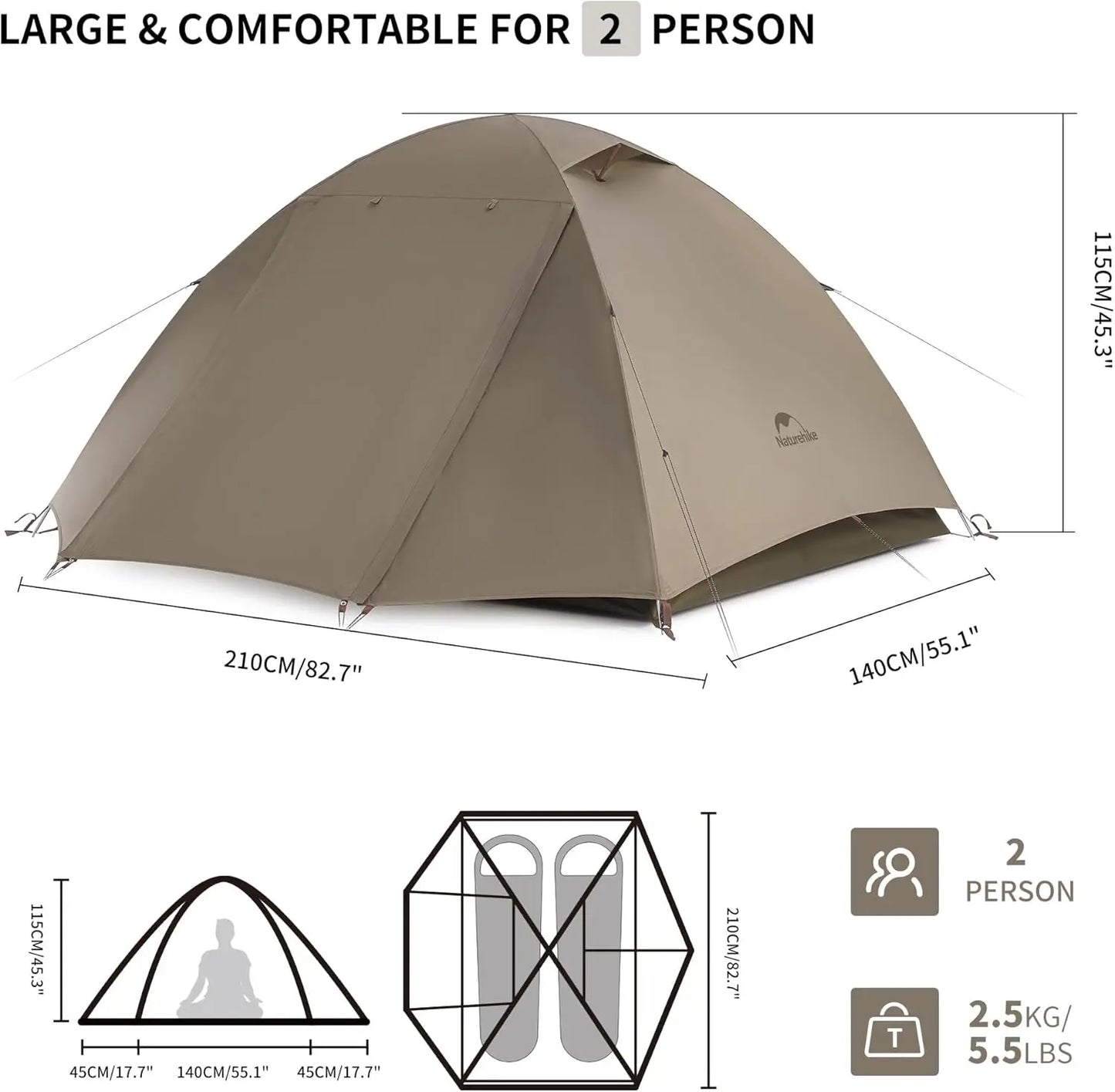 Waterproof Two To Three Person Backpacking Tent Lightweight Double Layer