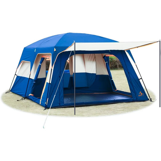 Extra Large Tent for 6101214 People with 2 Rooms 3 Doors and 3 Windows Mesh Panels Straight Wall Design Waterproof Double Layer