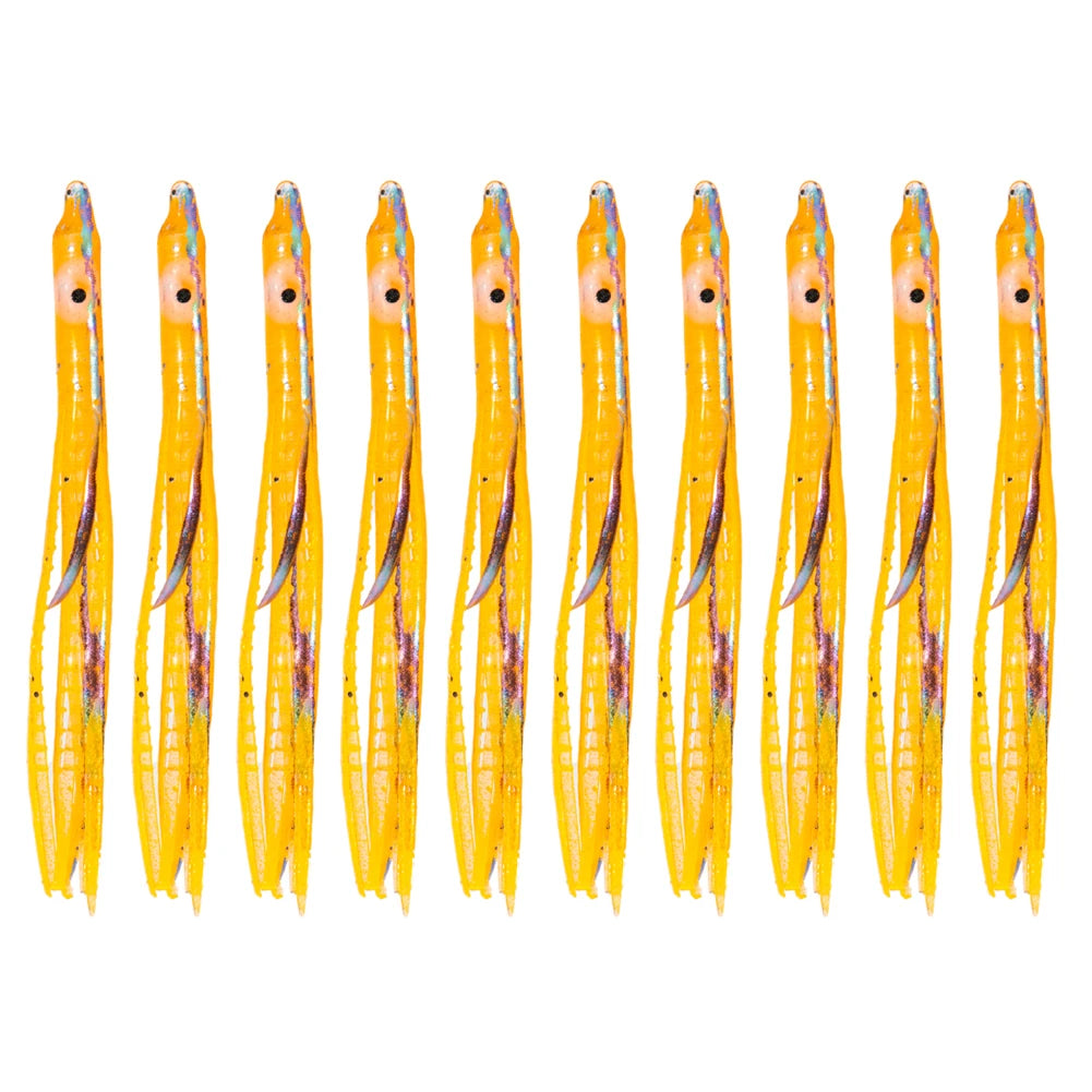 10Pcs Luminous Octopus Skirts Plastic Octopus Trolling Tuna Baits Set Saltwater Fishing Bait for Bass Salmon Trout Tuna Marlin