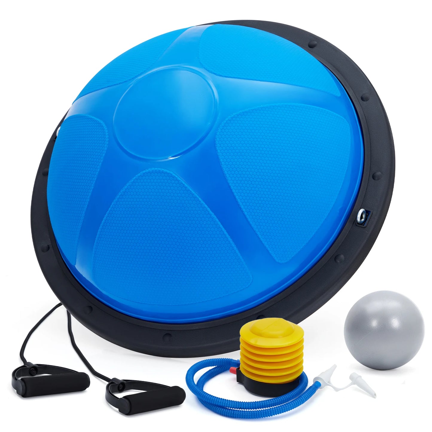 23" Half Balance Ball Trainer Set Non-Slip Core Strength Training Equipment with Resistance Bands & Air Pump for Yoga & Pilates