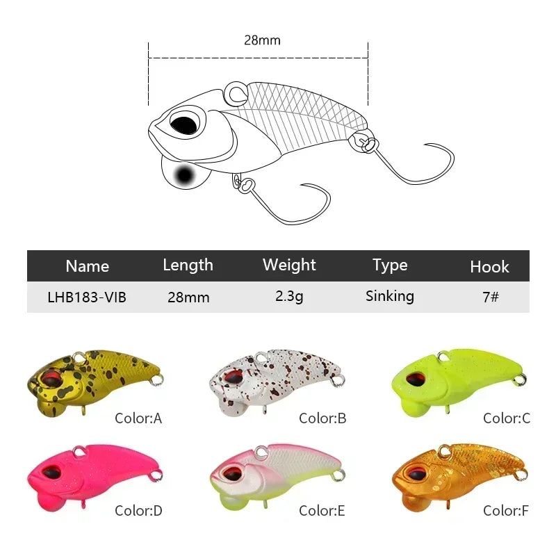 Mini Vib Ratlin for Fishing Sinking Lure Hard Bait Full Swimming Layer for Perch Fishing Trout Area Pesca 28mm2.3g Lures