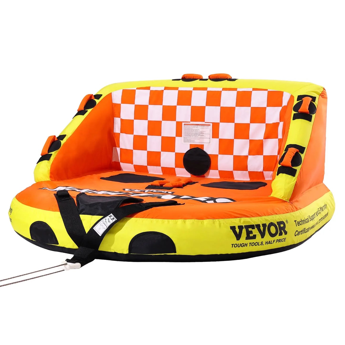 Towable Tube For Boating, 1-2 Riders Inflatable Towable Tubes With Deck Seats And Backrest, 340 Lbs Water Sport Tube For Boat