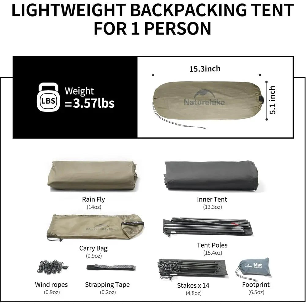 Ultralight Waterproof Backpacking Tent for Hiking and Camping