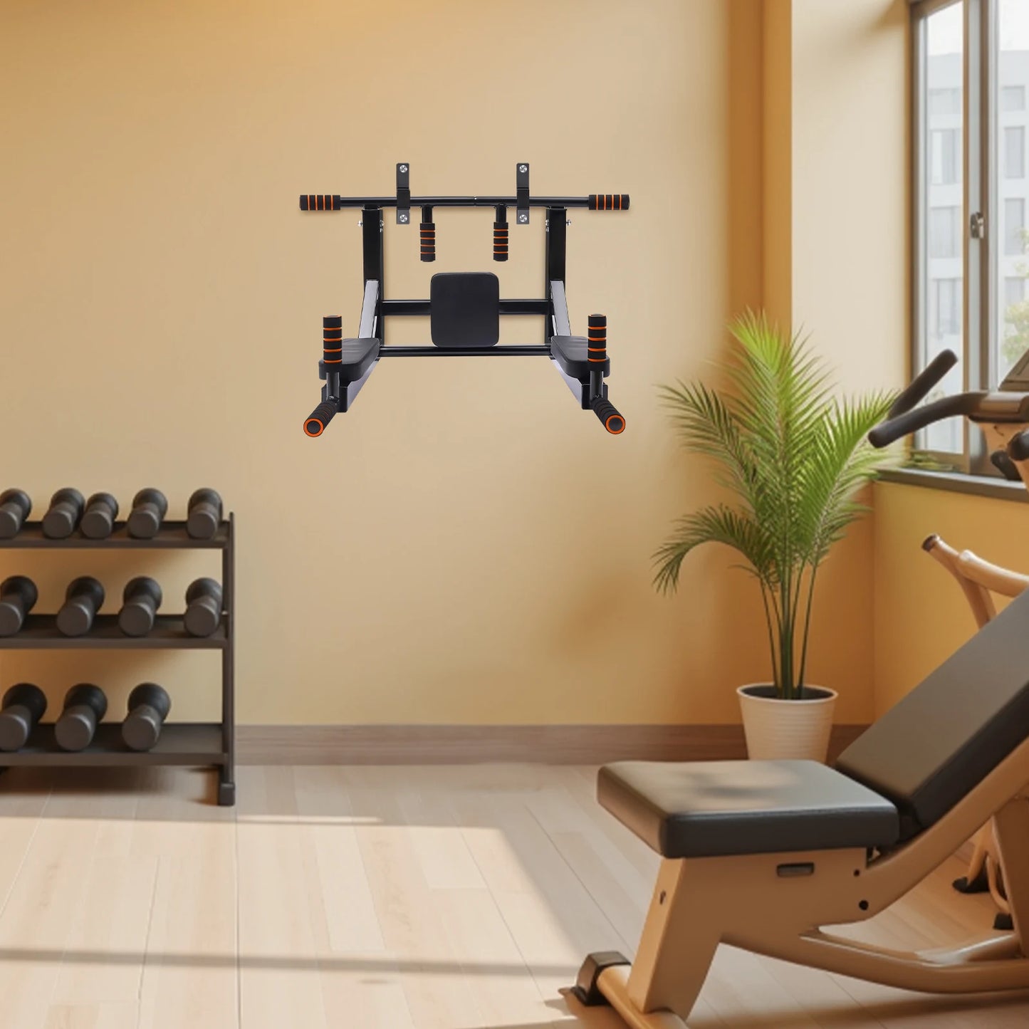 Wall Mounted Pull Up Bar Chin Up bar Multifunctional Dip Station for Indoor Home Gym Workout Training Equipment