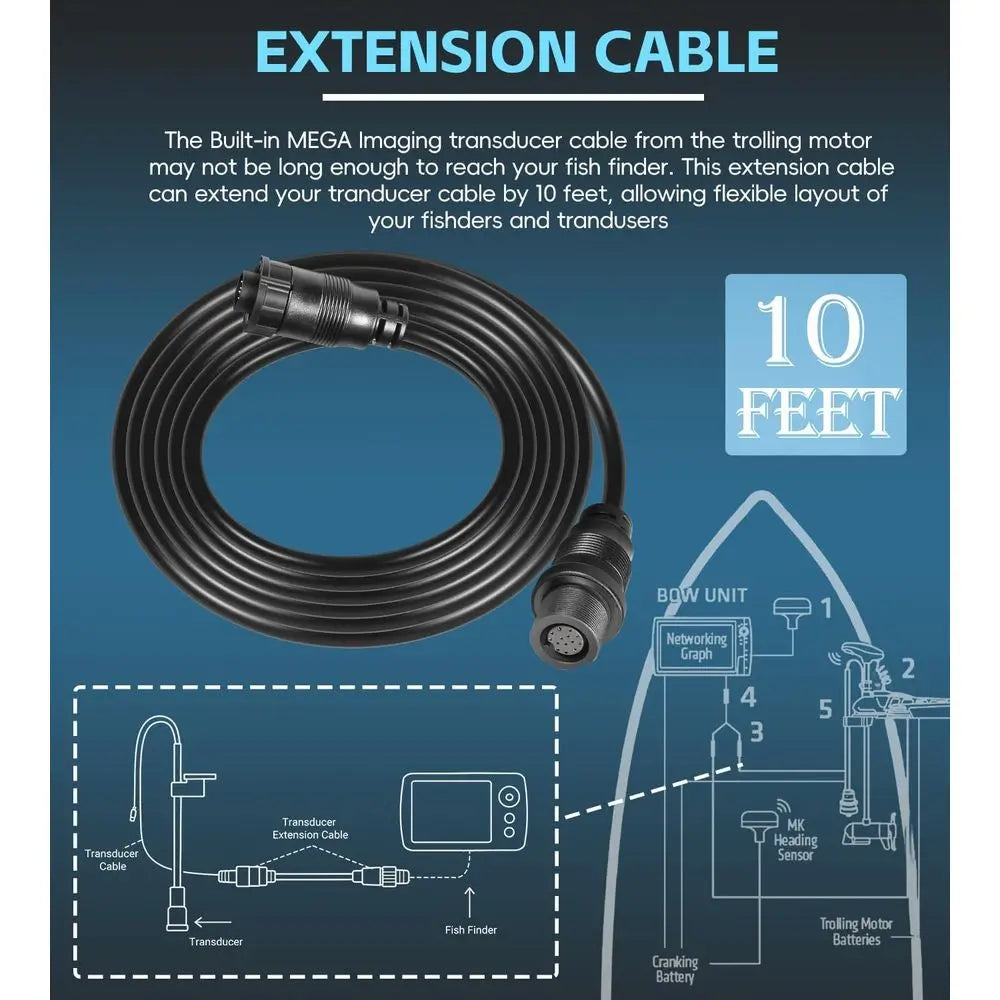720106-1 EC M3 14W10 Transducer Extension Cable (10ft) for Humminbird APEX, SOLIX, Onix Fish Finders Sonar Cable, Compatible wit