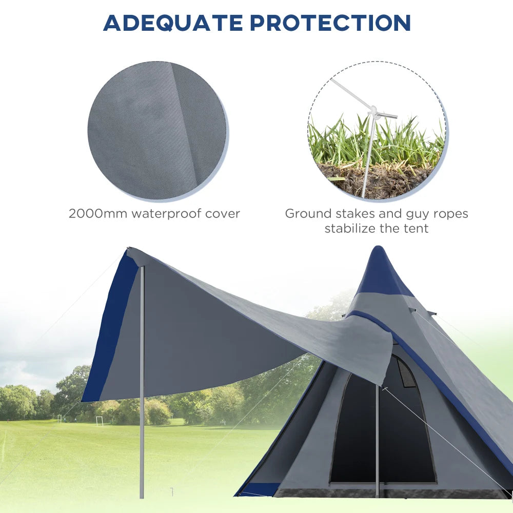 Two-Person Quick Setup Waterproof Teepee Tent With Floor