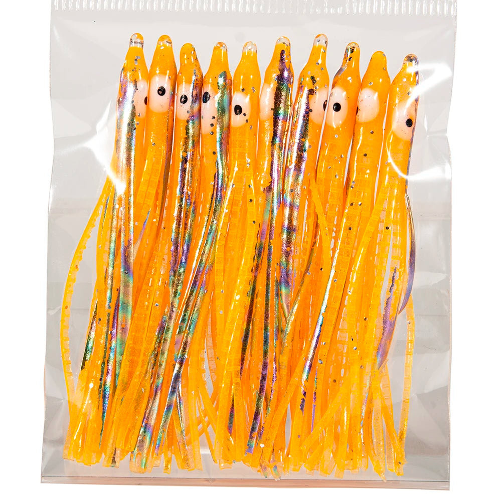 10Pcs Luminous Octopus Skirts Plastic Octopus Trolling Tuna Baits Set Saltwater Fishing Bait for Bass Salmon Trout Tuna Marlin