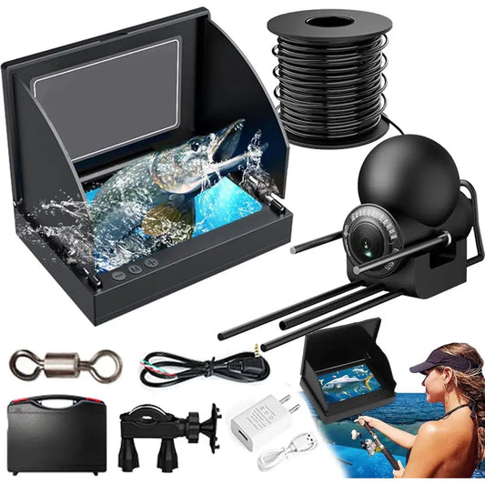 Underwater Fishing Camera, Ice Fishing Camera with Night Vision Light, Fish Finder with 4.3inch IPS Display, 220° Wide Angle, fo