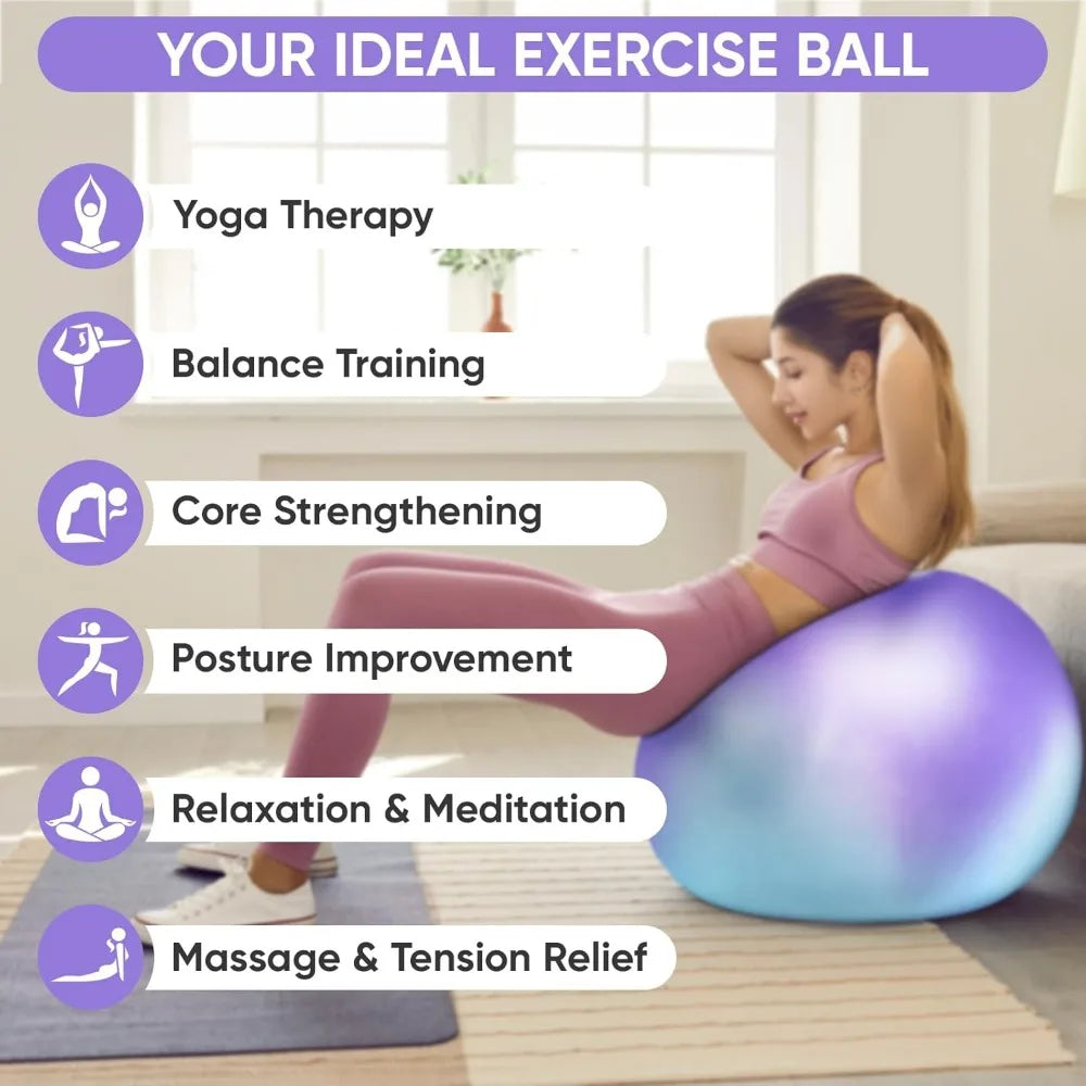 Yoga & Pilates Ball - Anti Slip Heavy Duty Gym Ball for Fitness, Balance & Core Workout