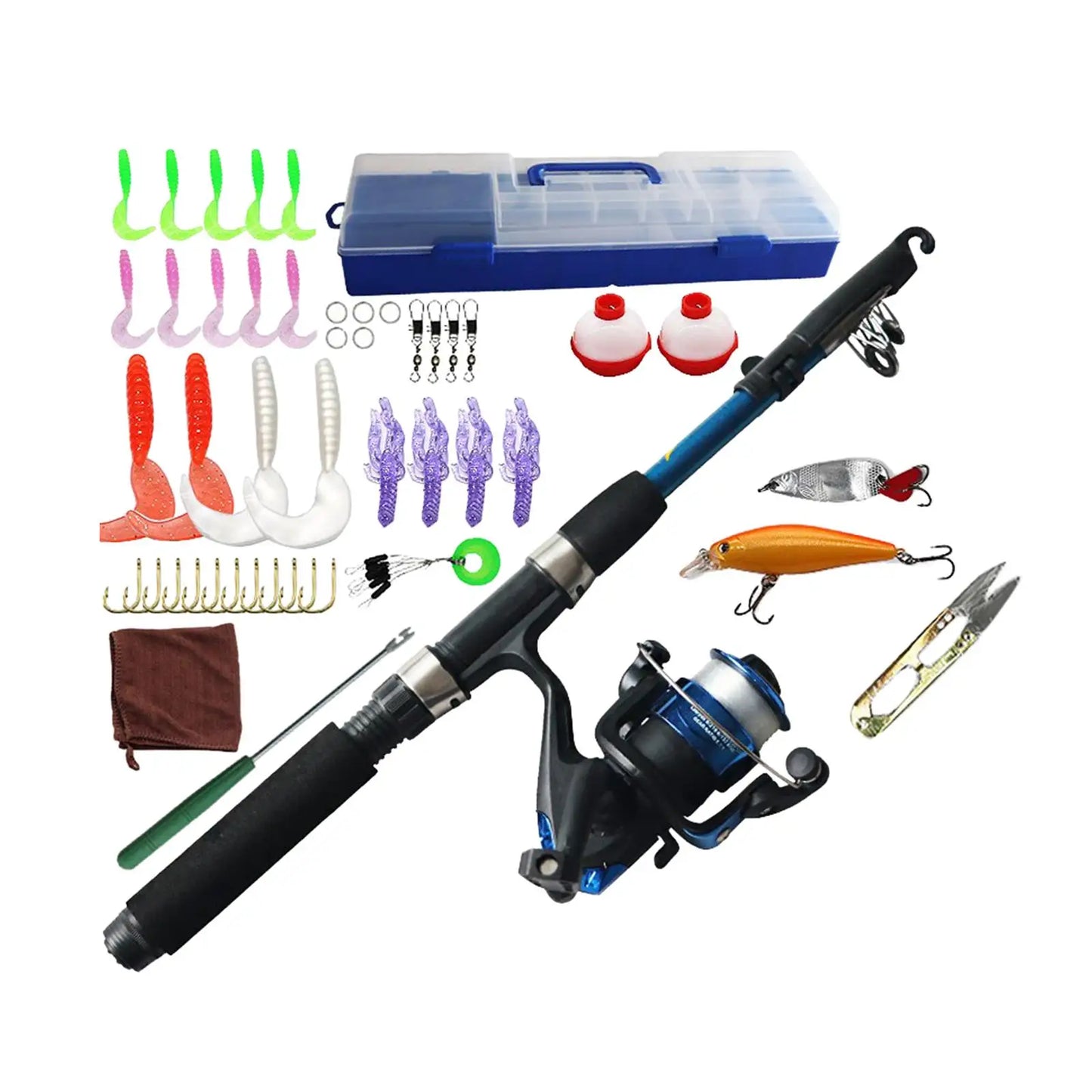 Compact Travel Telescopic Fishing Rod Combo with Tackle Box for Boys Girls Outdoor Freshwater Fishing