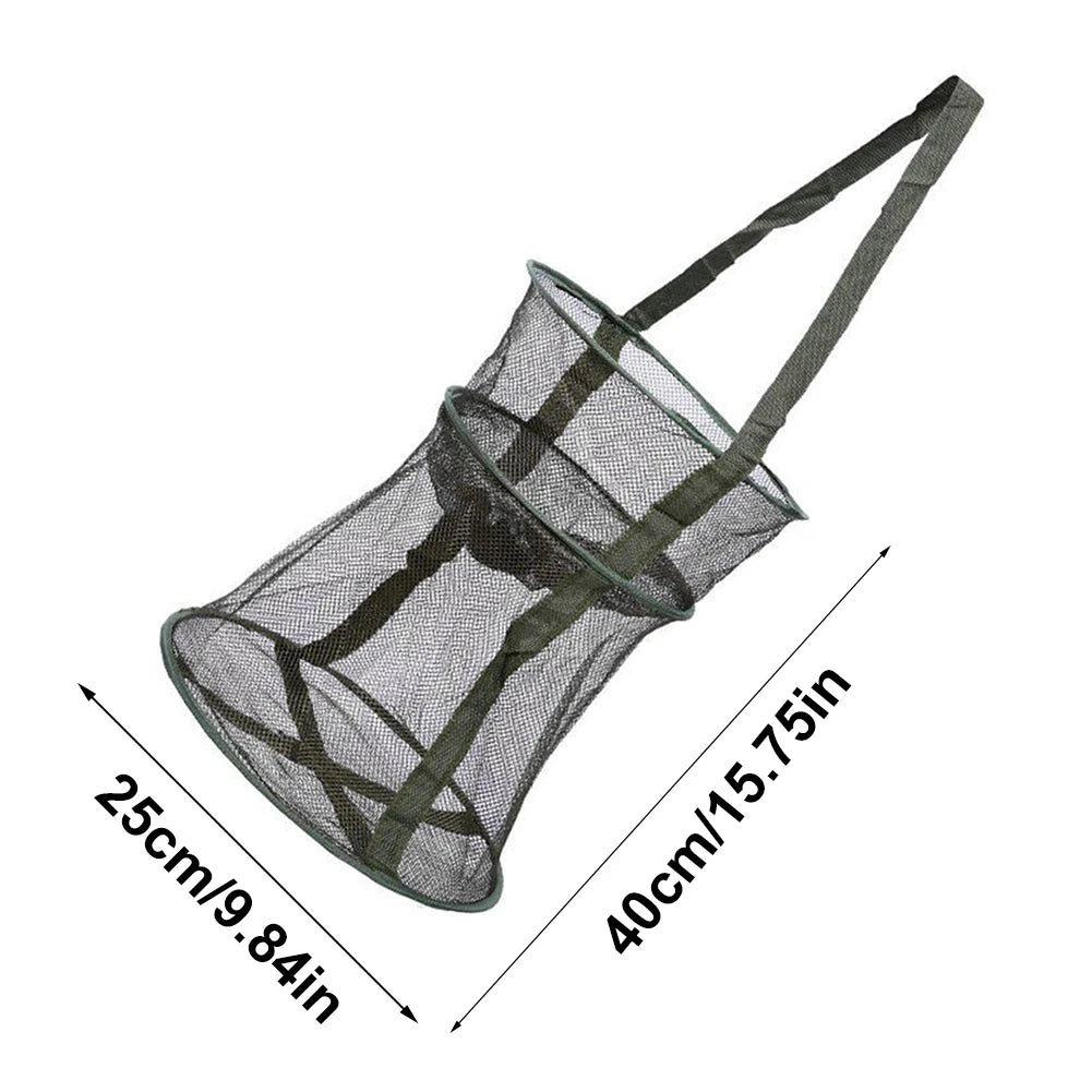 Mesh Fishing Cage Portable Fishing Net Round Folding Fish Net Foldable Landing Net Fishing Accessories