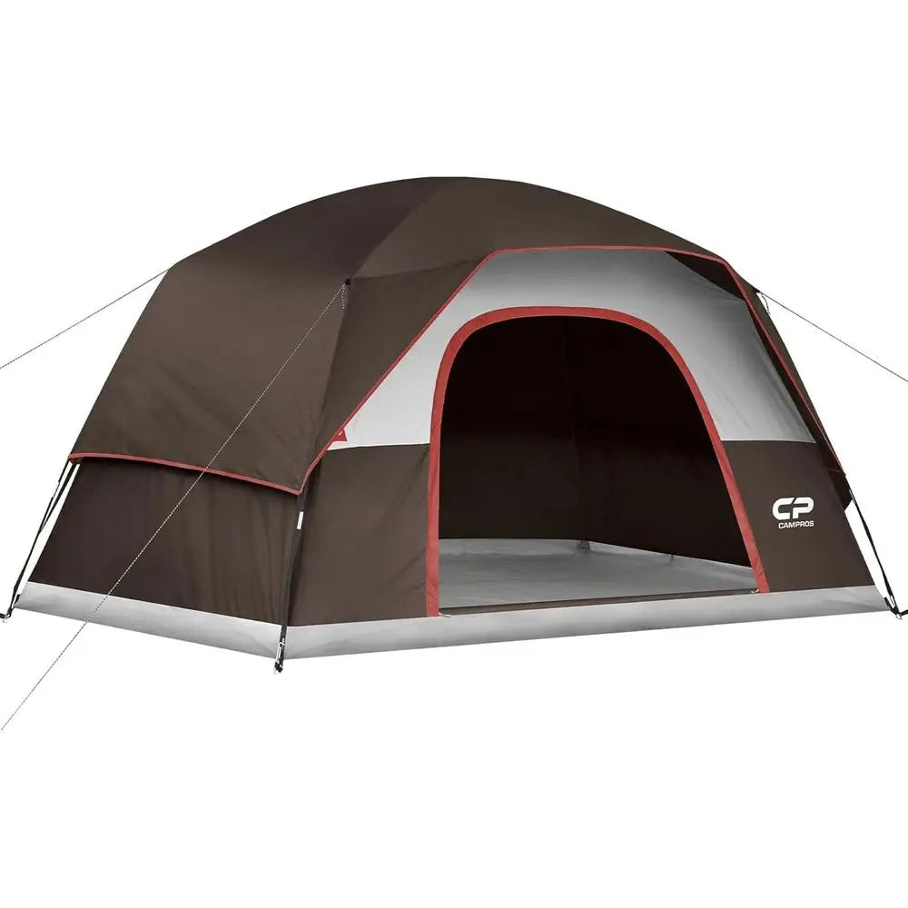6-Person Waterproof & Windproof Double Layer Family Camping Tent with Easy Setup, Large Mesh Windows, and Wider Door