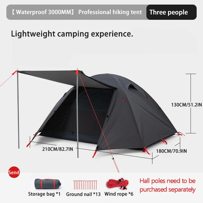 Bisinna Camping Tent Waterproof Double Layer Lightweight Portable Outdoor