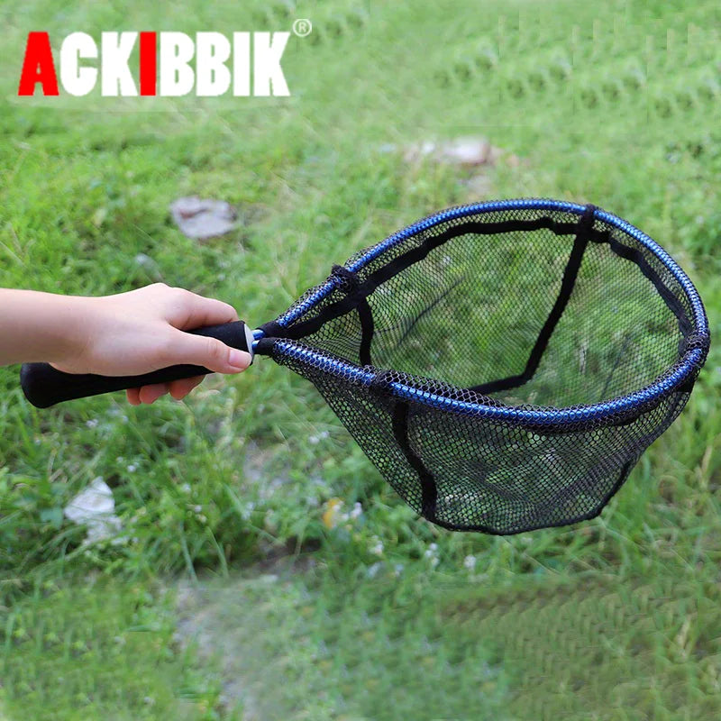 Ackibbik 1pc Fly Fishing Net Trout Net Kayak Fishing Net Freshwater Trout Fishing Landing Net Rubber Mesh for Catch and Release