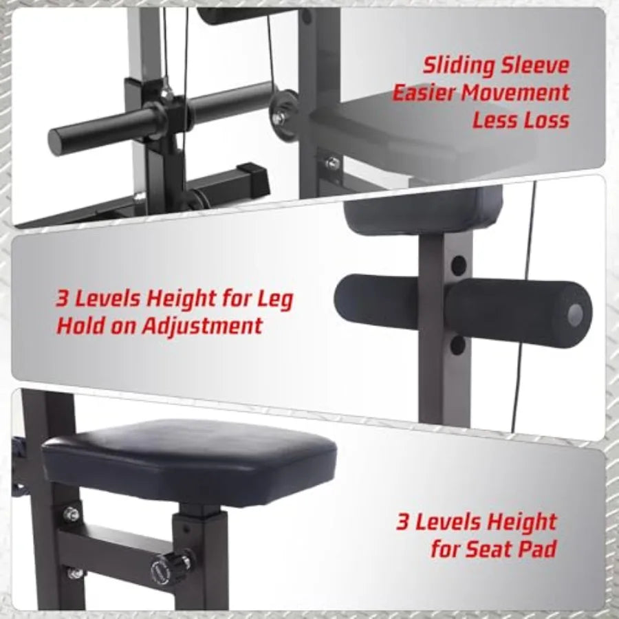 Multi-Functional Cable Machine for Home Gym with High and Low Pulley Station Row and Tricep Workout Equipment in Black with Leg