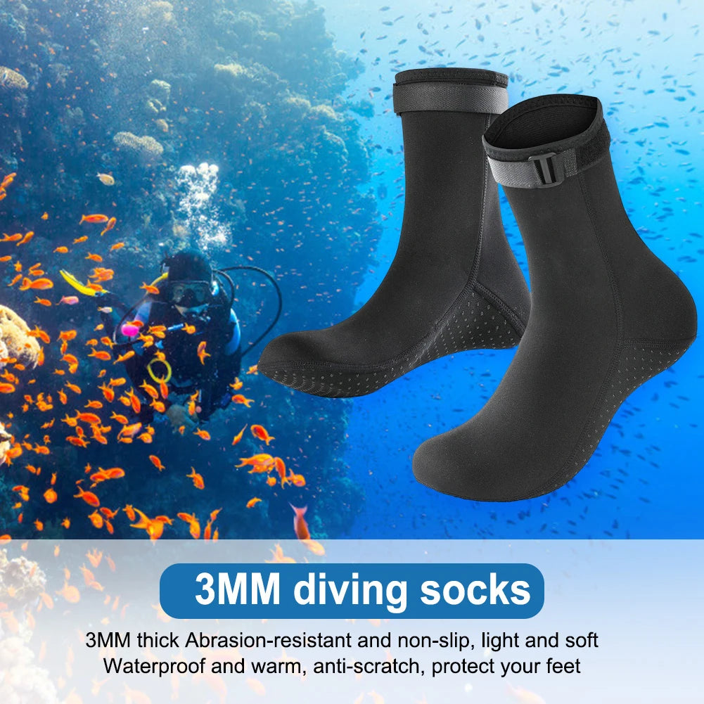 3mm Wetsuit Short Socks Winter Warm Unisex Diving Surfing Boots Anti Slip Neoprene Wearable Portable Lightweight for Water Sport