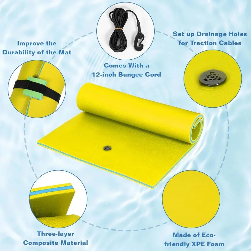 Floating Water Mat for Lake,9 FT Lilly Pad for Recreation and Relaxing,Ocean,Beach,Pool,Swimming,Sunbathing,Family Parties(Blue)
