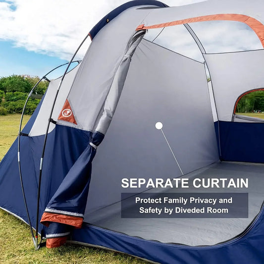 HIKERGARDEN 10 Person Camping Tent - Portable Easy Set Up Family Tent for Camp, Windproof Fabric Dome Tent Outdoor for Hiking