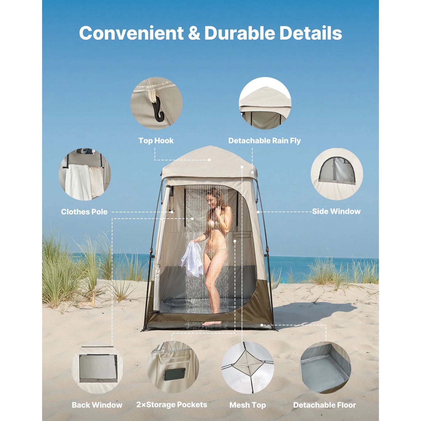 SucceBuy Camping Shower Tent 1 Room Privacy Changing Shelter