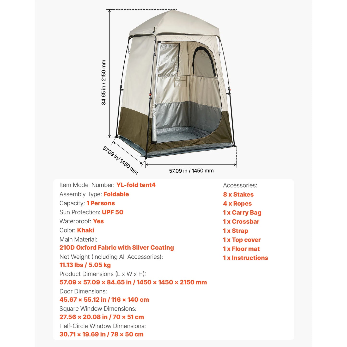 SucceBuy Camping Shower Tent 1 Room Privacy Changing Shelter