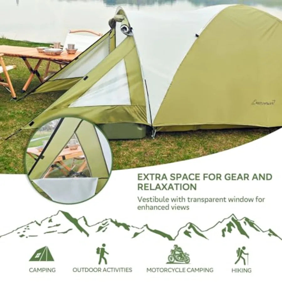 Vault Camping Tent with Porch - Waterproof 2 Person Tent for Camping Easy Setup Lightweight Two Person Shelter for Hiking Backp