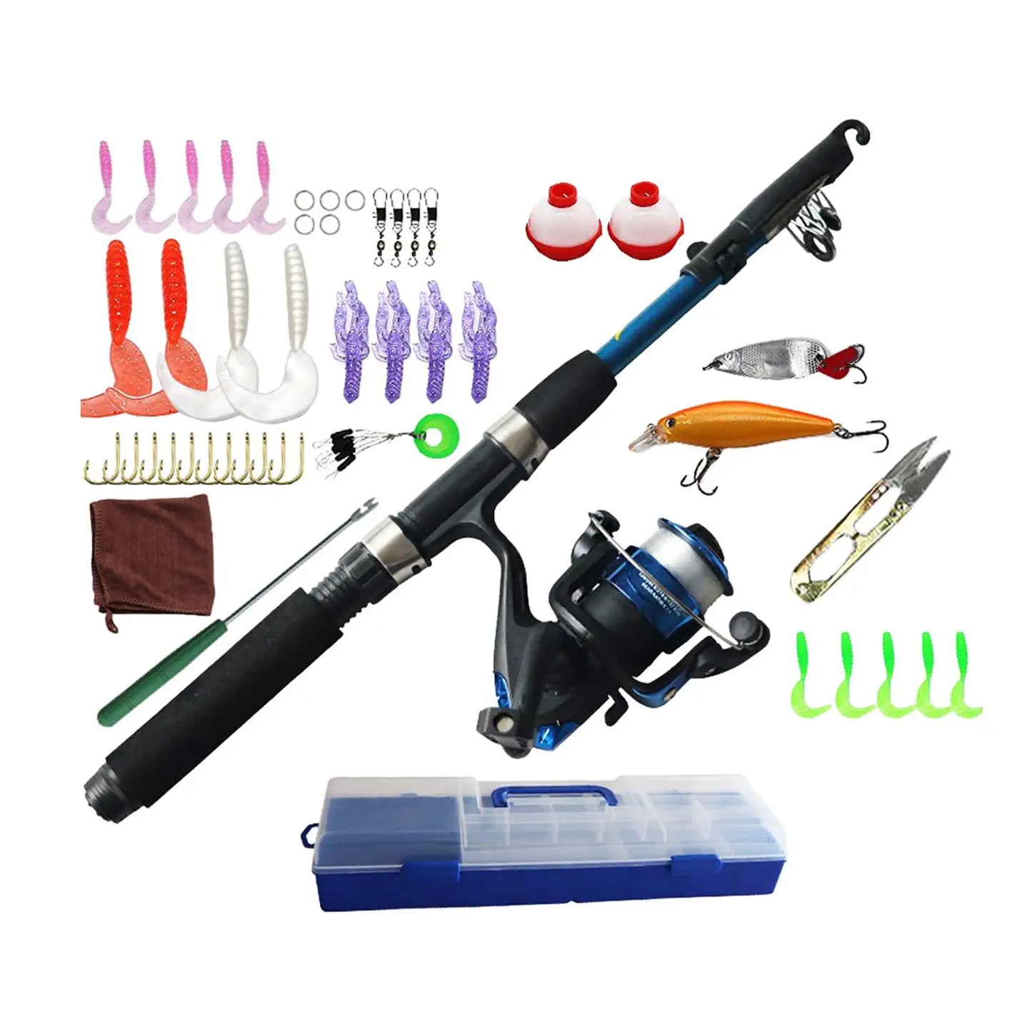 Compact Travel Telescopic Fishing Rod Combo with Tackle Box for Boys Girls Outdoor Freshwater Fishing
