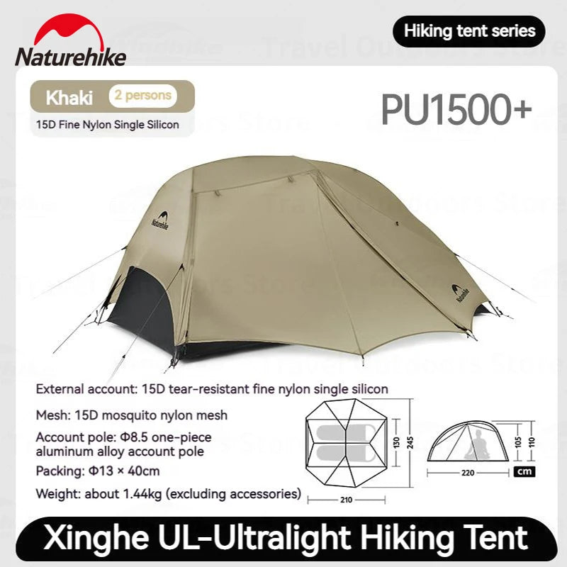 Naturehike Star River UL Camping Tent 15D Silicone Ultralight Portable 2 Person 3 Seasons Outdoor Travel Hiking Tent With Mat