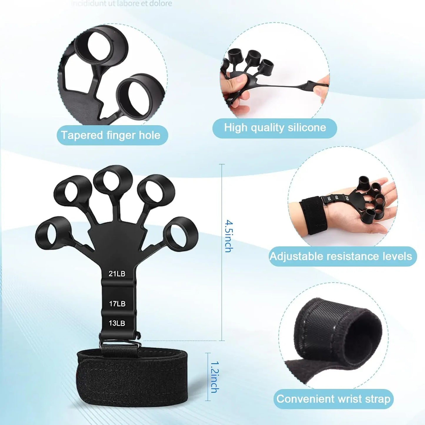 5-Piece Hand Grip Strengthener Kit for Forearm and Finger Exercise, Stress Relief, Muscle Building