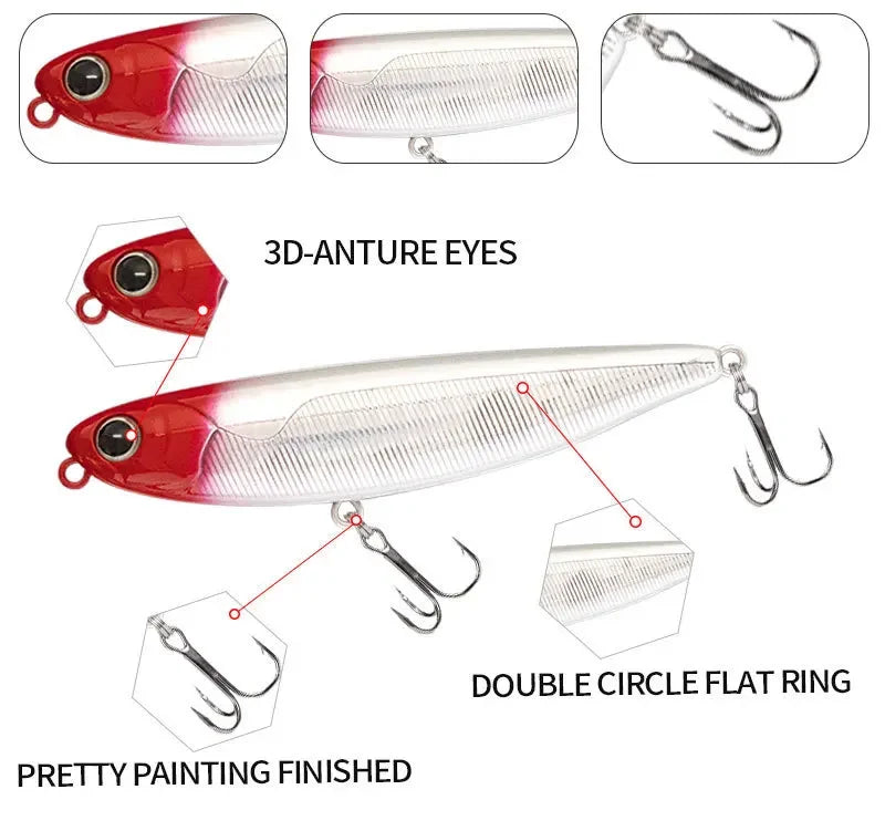 ‌Lure Pencil Hard Bait 85mm/12g Topwater Surface Fishing Lure for Bass Pike and Predatory Fish‌‌ Pencil Fishing Lures
