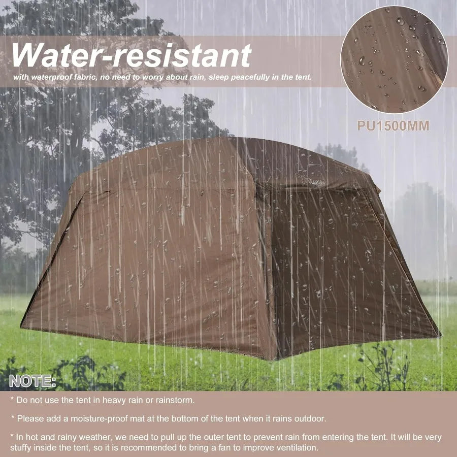 810 Person Camping Tent with 3 Door 2 Room Large Family Cabin Tents Double Layer Waterproof Portable Glamping Tent Big Tents fo