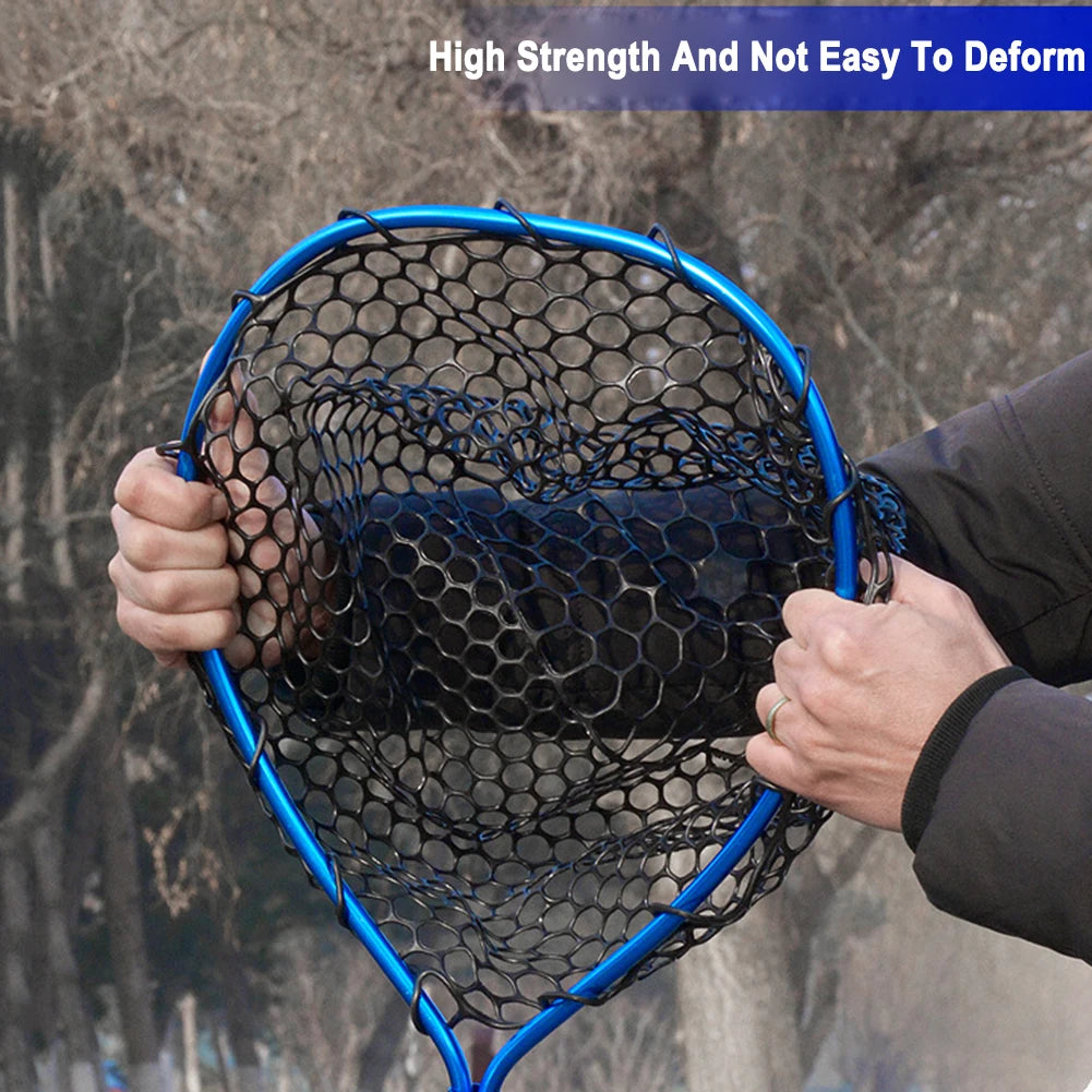 Aluminum Alloy Fishing Net  Fly Fishing Net Soft Rubber Mesh Catch and Release Net with Carabiner Fishing Gifts for Men