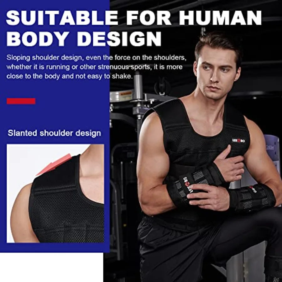 Adjustable Weighted Vest for Men Women Workout Weight Vest with Removable Steel Plates for Strength Training Cardio in Black