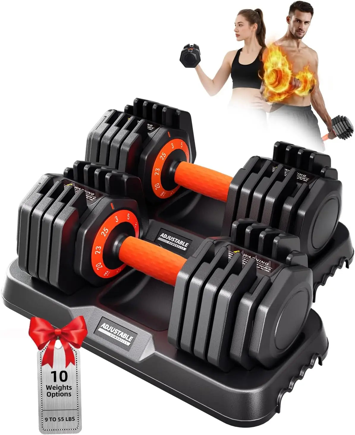 2026 Latest Adjustable Dumbbell Set, 110lb/50lb with Tray, Quick Change for Home Gym Strength Training