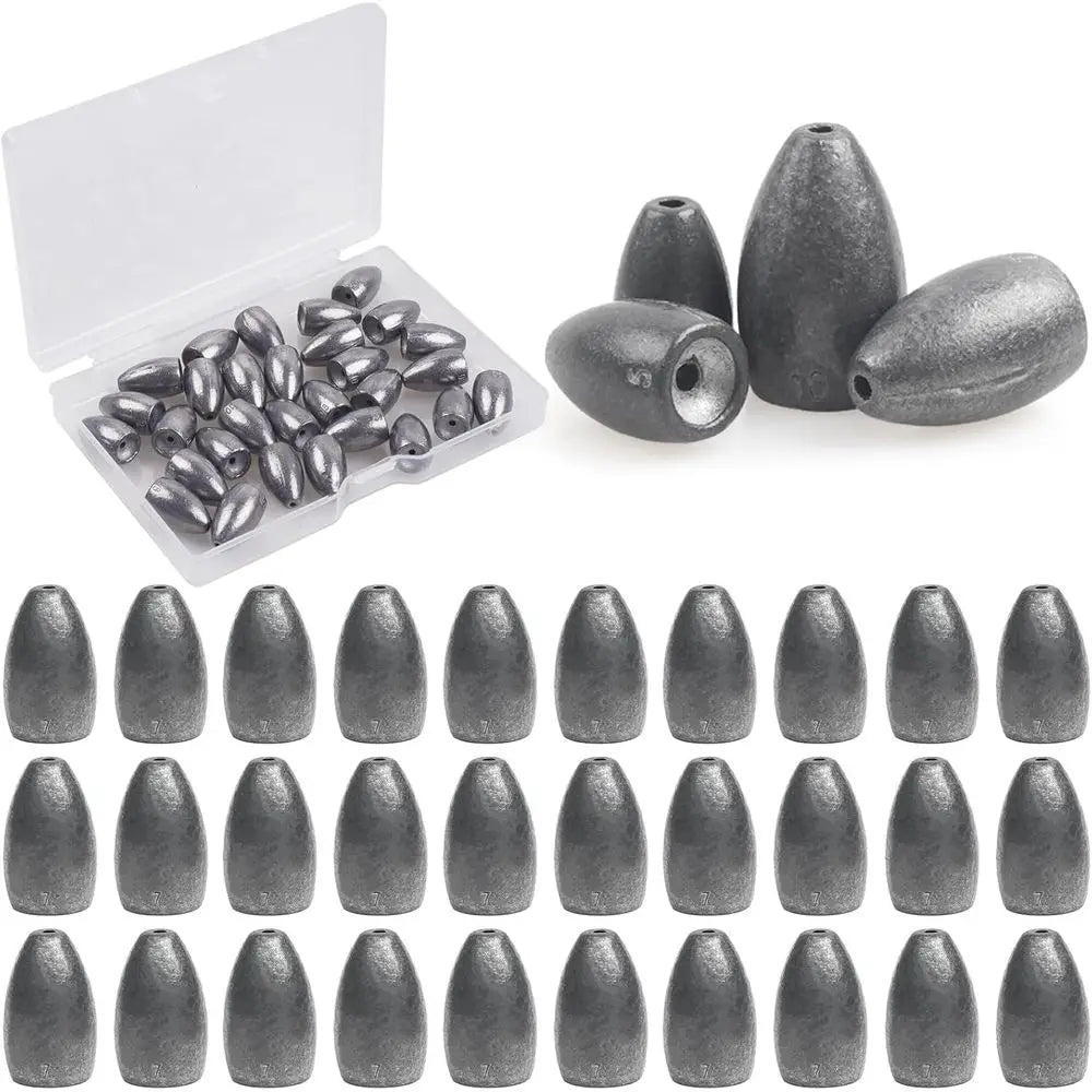 Bass Fishing Sinkers: Bullet, Flipping, Punching & Carolina Rig Weights - Freshwater & Saltwater Use 1/8, 3/16, 1/4, 3/8 oz