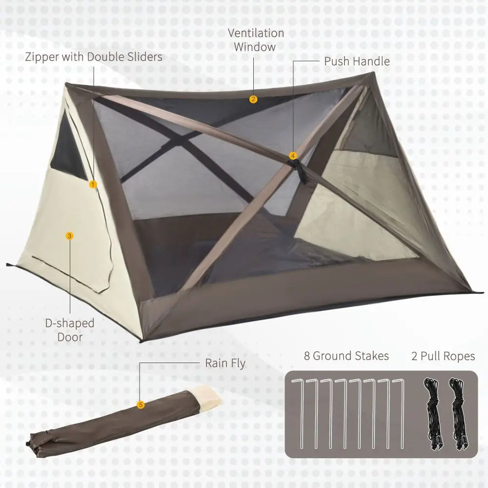 Automatic Pop Up Camping Tent With Rainfly And Mesh Windows