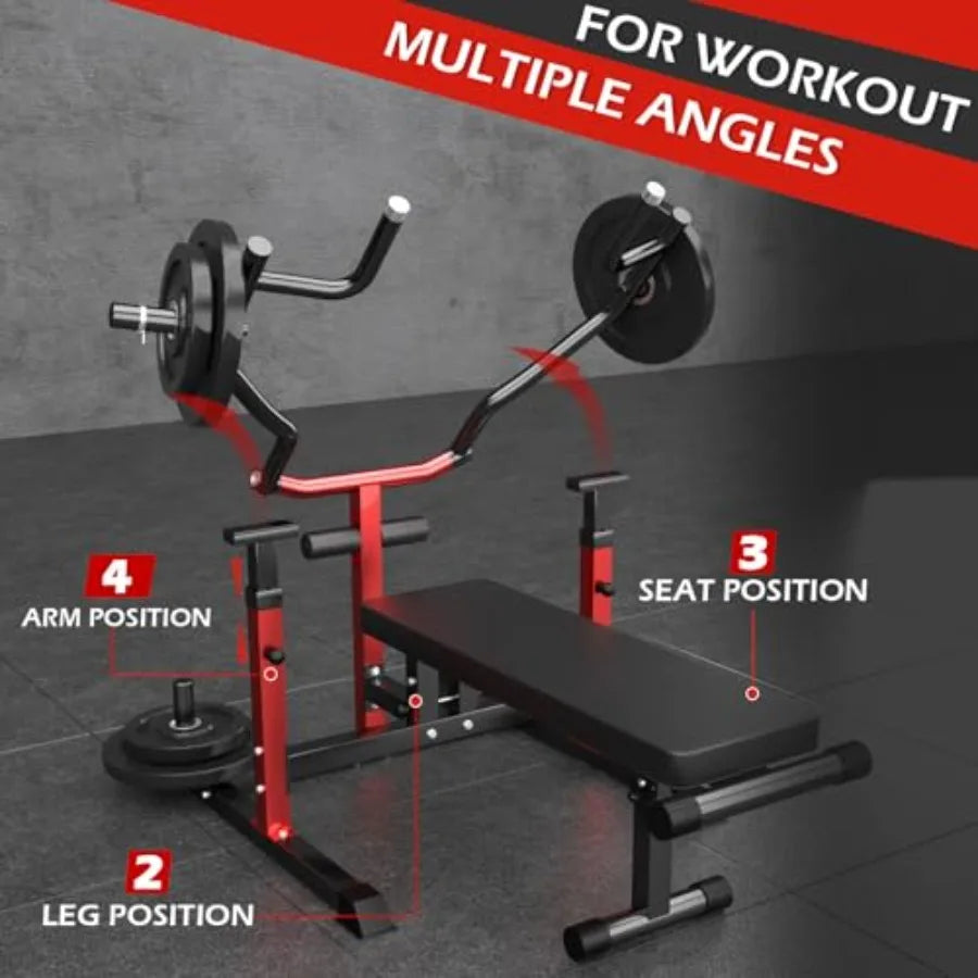 Foldable Chest Press Machine 1250LBS Upgraded with Independent Converging Arms Adjustable Height Space Saving Weight Bench for