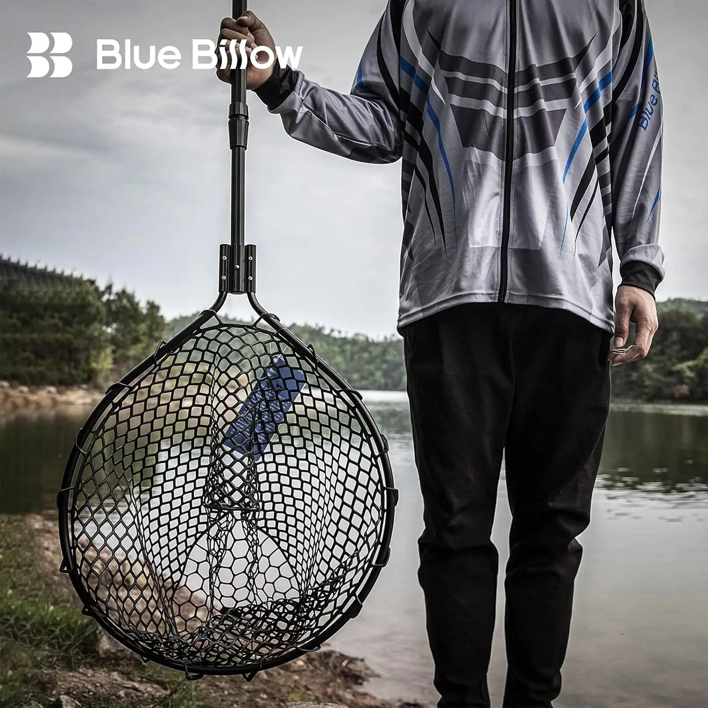 Large Folding Rubber Fishing Net with Aluminum Handle, Extends to 67 Inches for Freshwater and Saltwater Use
