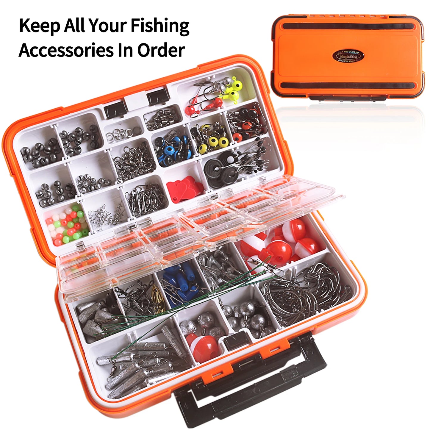 Fishing Parts Fishing Accessories Kit Including Tackle Box Fishing Hooks Weights Jig Heads Barrel Swivels Fishing Tool