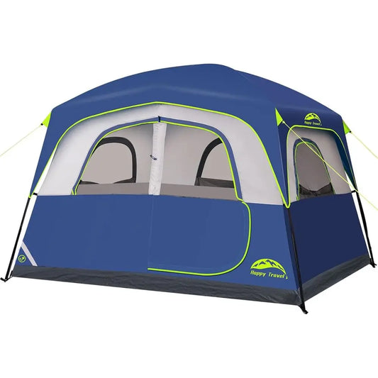 6-Person Waterproof Easy Setup Family Cabin Tent with 5 Mesh Windows and Carry Bag for Camping and Hiking