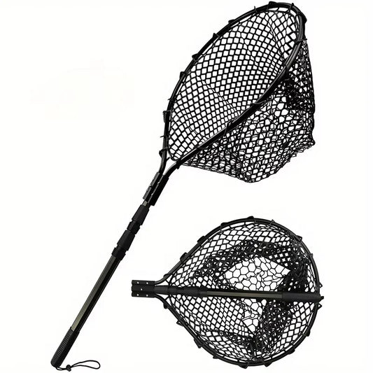 Ackibbik 1pc Fishing Net Rubber Landing Net Large for Saltwater Duty Big Kayak Folding Retractable Fishing Net Long Handle