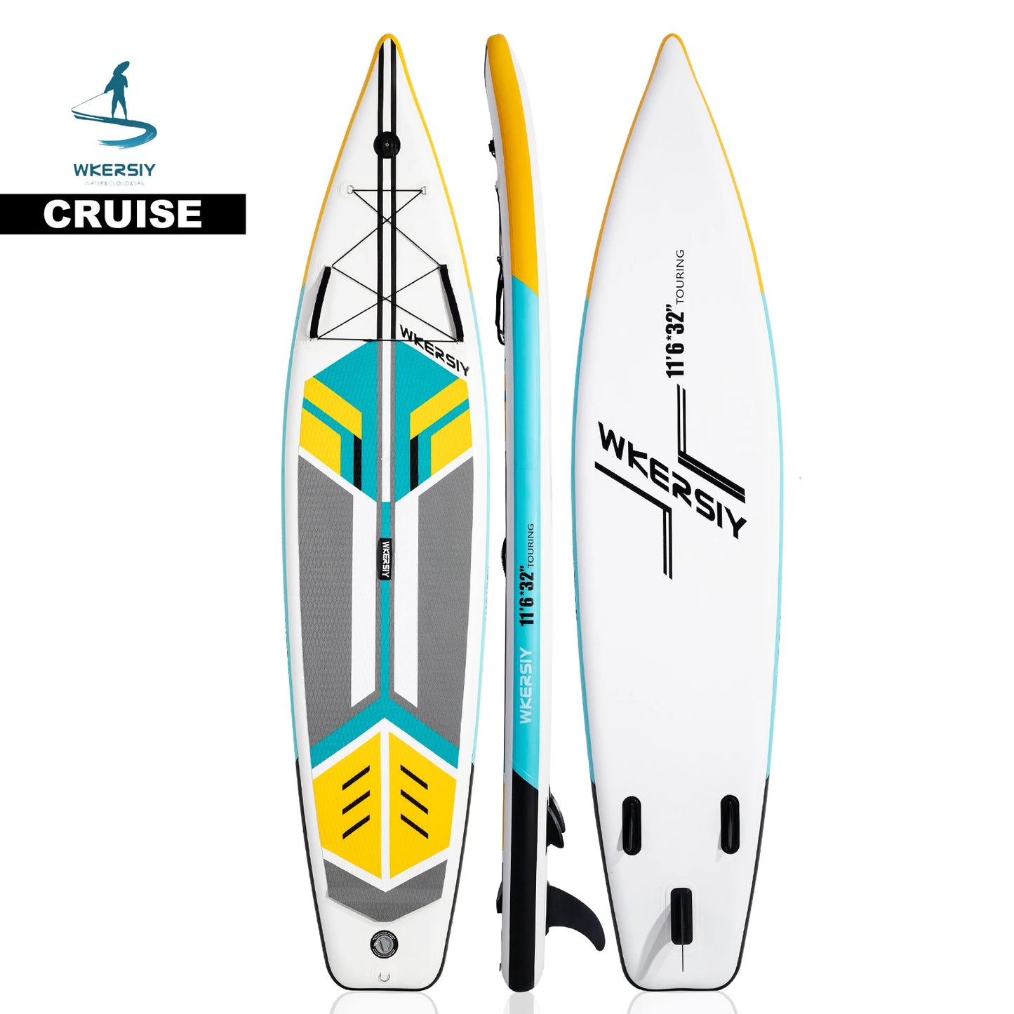 Wkersiy 11'6" Inflatable Paddle Board - Cruising SUP, Extra Wide & Stable for 2 Adults, Camera Mount, Yoga/Fishing/Adventure