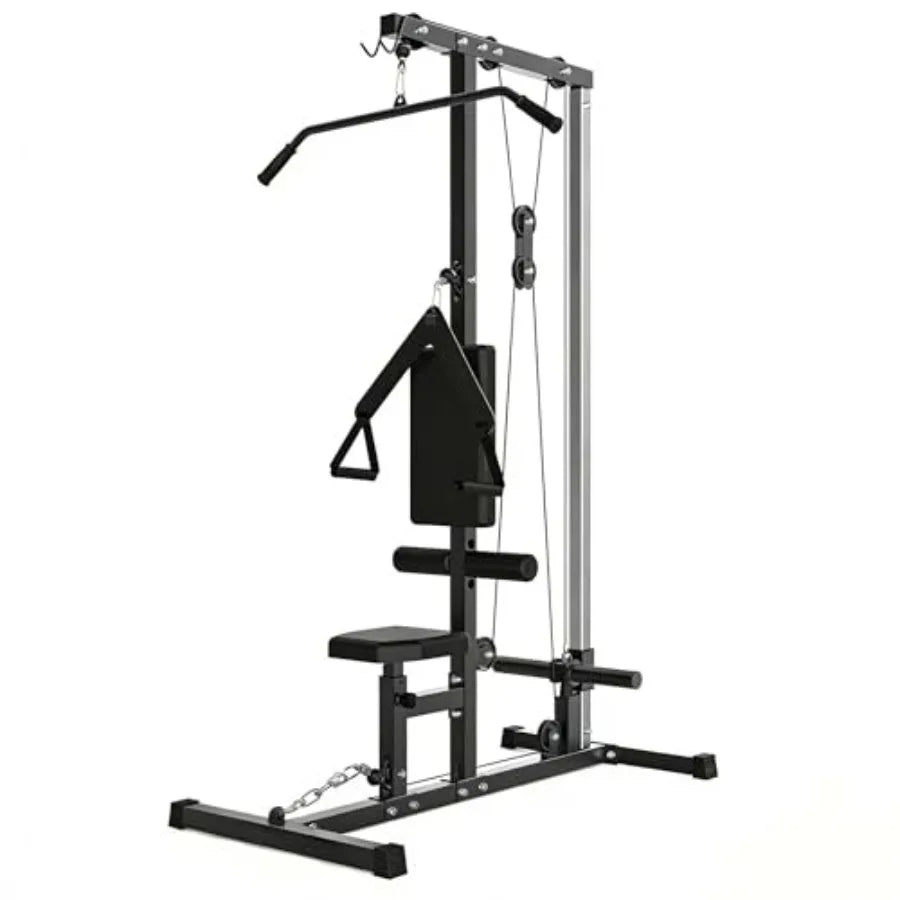 Multi-Functional Cable Machine for Home Gym with High and Low Pulley Station Row and Tricep Workout Equipment in Black with Leg