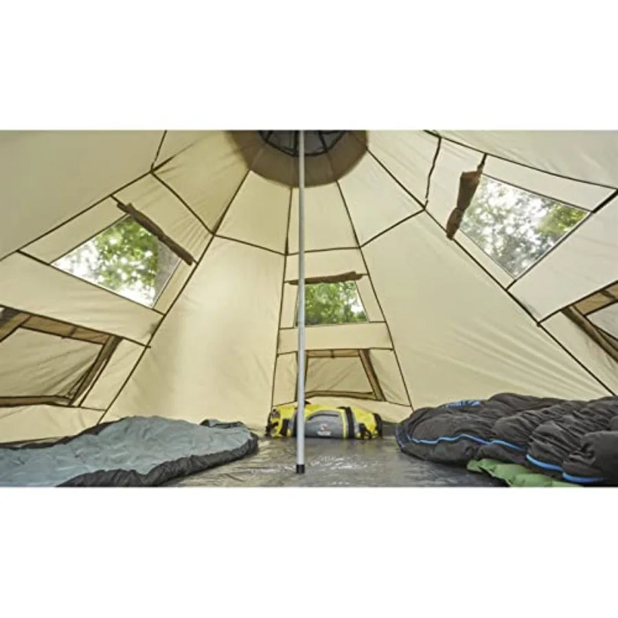 10' x 10' Teepee Tent for Adults Outdoor Camping 2-Person Instant Easy Set-Up Waterproof 4-Season Tents for Backpacking Hiking
