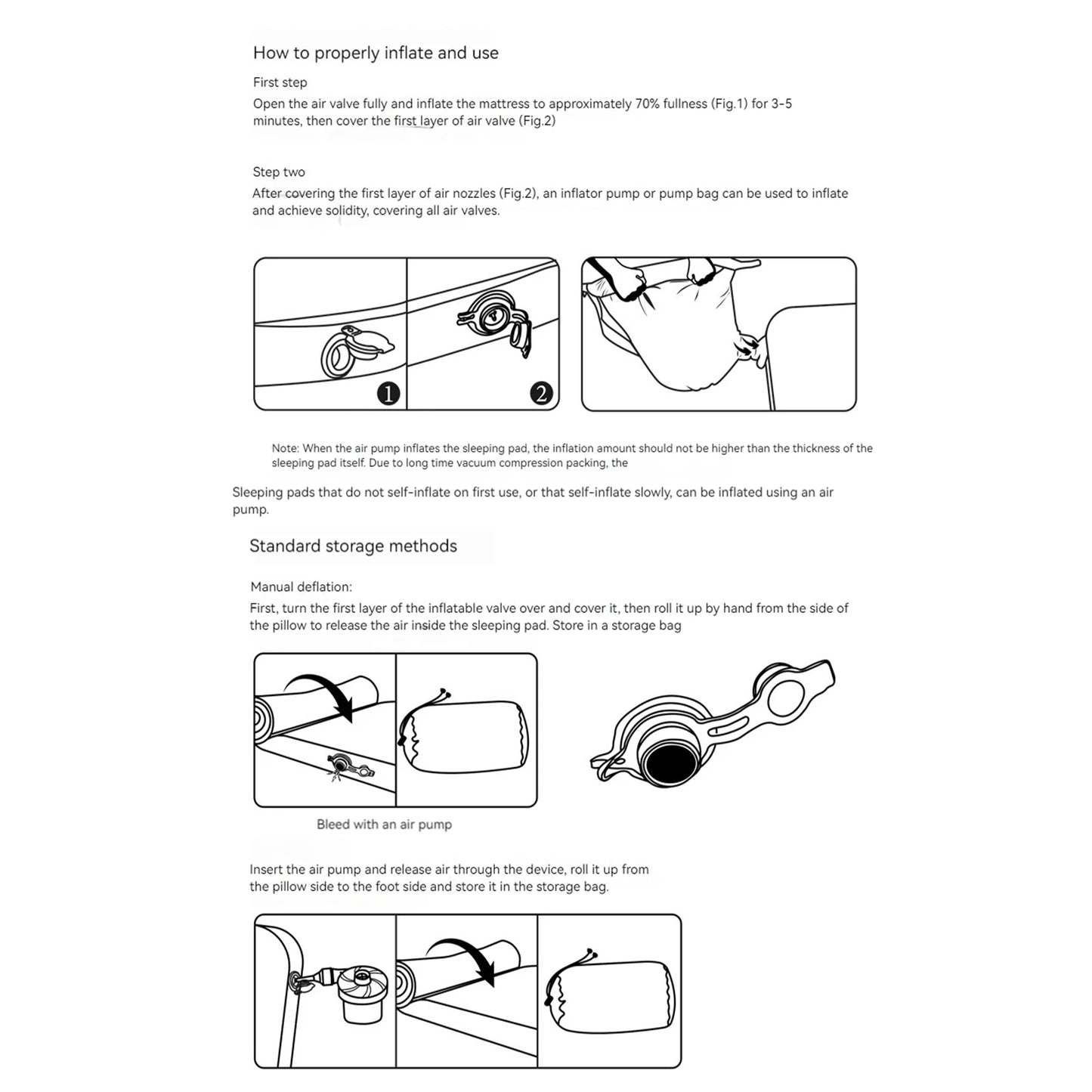 Camping Mattress Pad With Pillow Easy Inflate Deflate For Travel