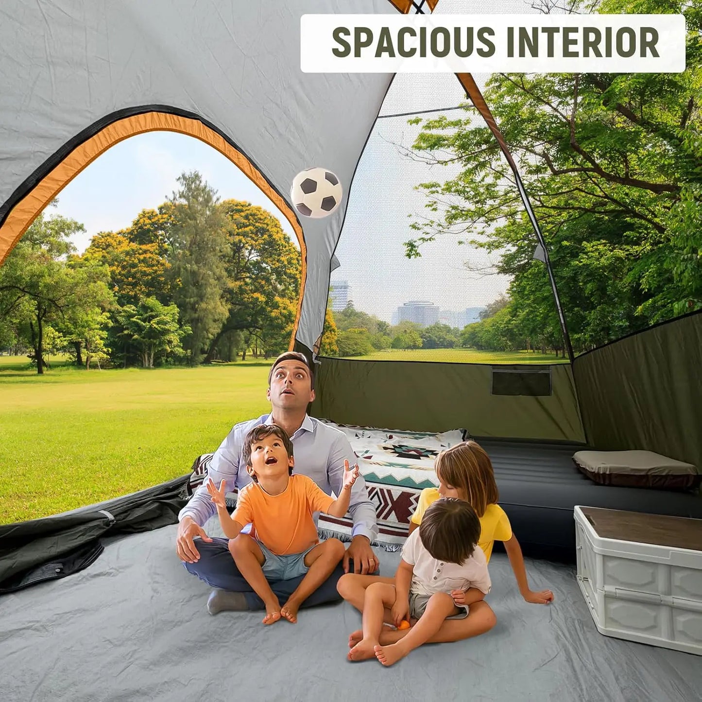 6 Person Waterproof Windproof Camping Tent With Large Mesh Windows
