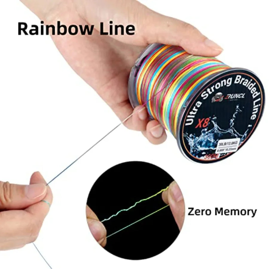 RUNCL 8 Strands Braided Fishing Line - High Visibility Colored Braid Line Super Strong Abrasion Resistant No Stretch 328yds 546